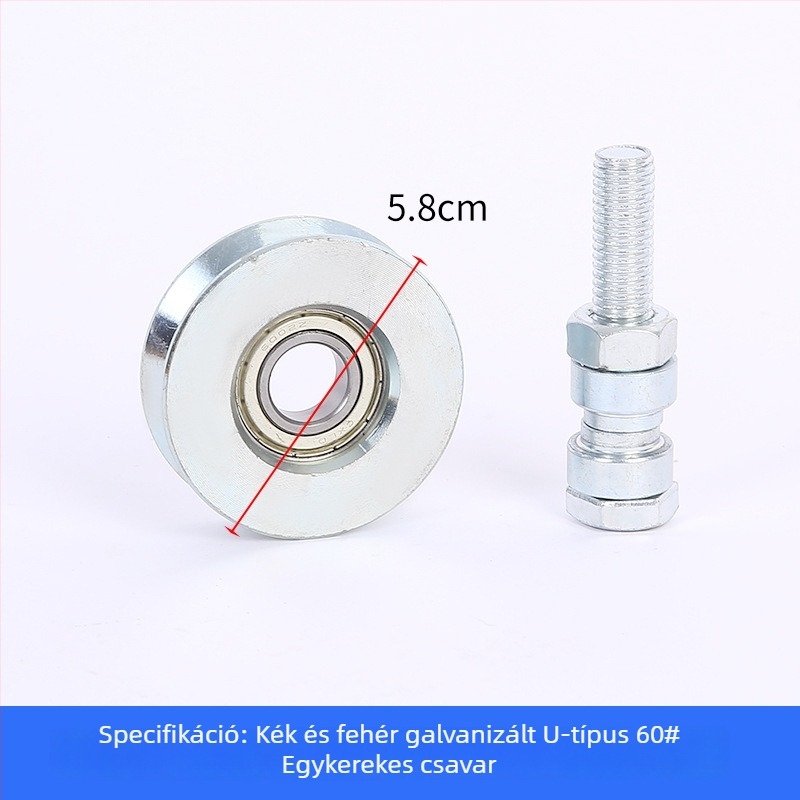 Tolóajtókhoz készült egyszeres csapágyú görgő, V-alakú, galvanizált, vastított