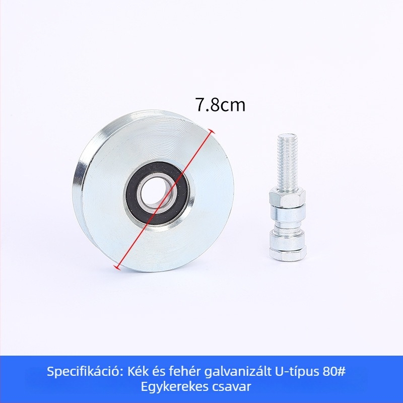 Tolóajtókhoz készült egyszeres csapágyú görgő, V-alakú, galvanizált, vastított