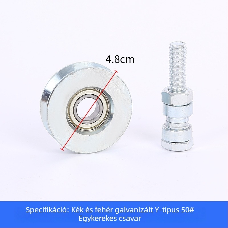 Tolóajtókhoz készült egyszeres csapágyú görgő, V-alakú, galvanizált, vastított