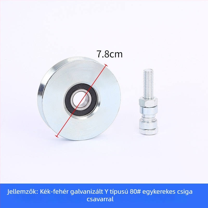 Tolóajtókhoz készült egyszeres csapágyú görgő, V-alakú, galvanizált, vastított