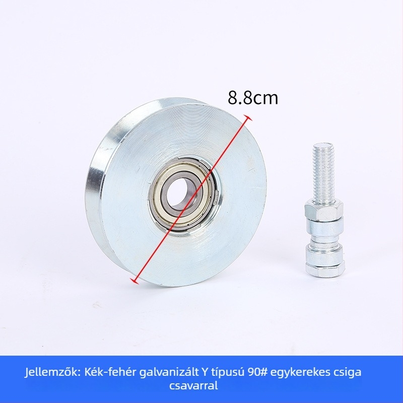 Tolóajtókhoz készült egyszeres csapágyú görgő, V-alakú, galvanizált, vastított