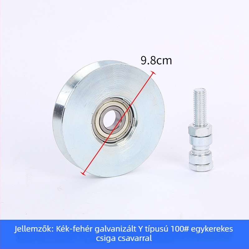 Tolóajtókhoz készült egyszeres csapágyú görgő, V-alakú, galvanizált, vastított