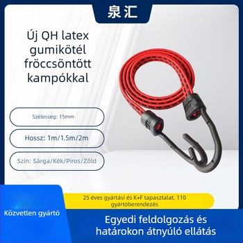 Quanhui 5 darabos lapos latex rugalmas heveder motorkerékpárhoz, 15 mm, dupla kampóval