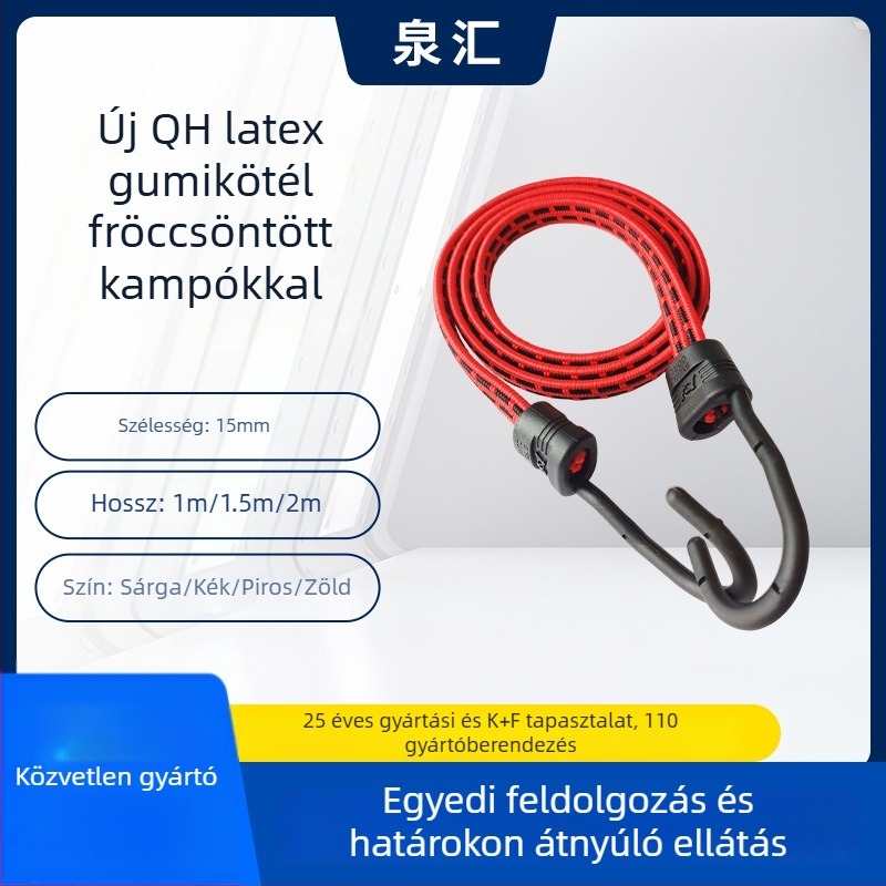 Quanhui 5 darabos lapos latex rugalmas heveder motorkerékpárhoz, 15 mm, dupla kampóval