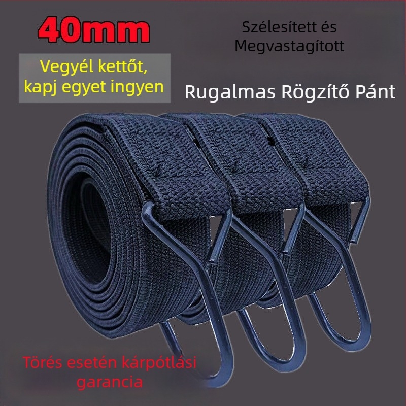40 mm széles rugalmas heveder motoros és elektromos járművekhez – szállításra és poggyászra szolgáló elasztikus kötözőheveder, polipropilén, 100 kg szakítószilárdság