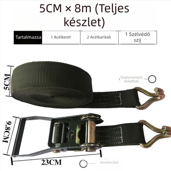 Poliészter rakományrögzítő heveder autókhoz csattos feszítőmechanizmussal (vastagított feszítő) — Márka Lu Chen; Használati terület: Teherautók rakományának rögzítése; Eredet: Linyi