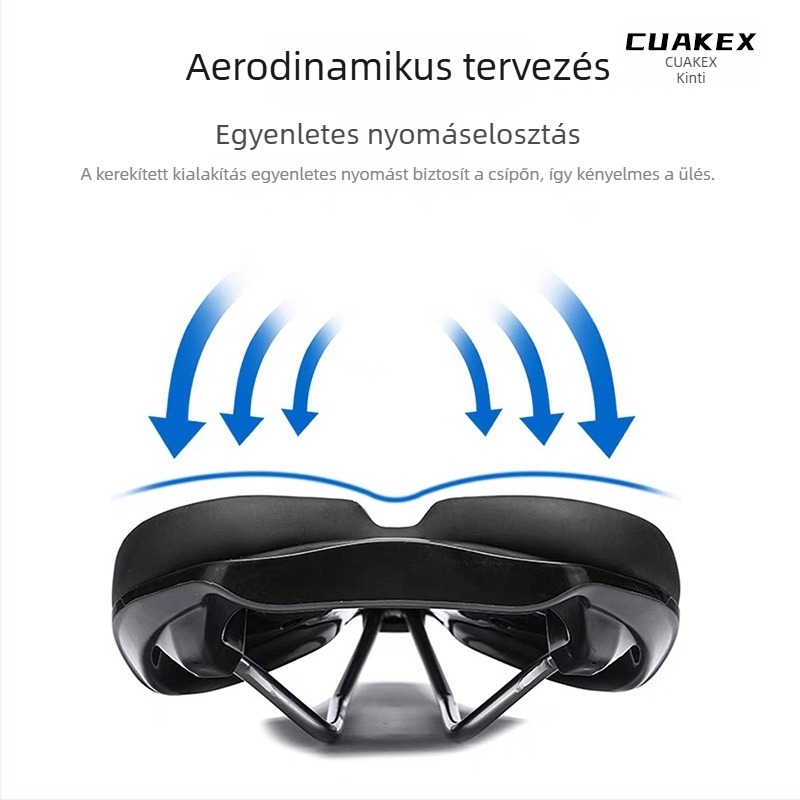 CUAKEX kerékpárülés mountain bike-hoz — vastagított, légáteresztő, kényelmes; szivacs + bőr párnázás, TPR-gumi konstrukció, testre szabható