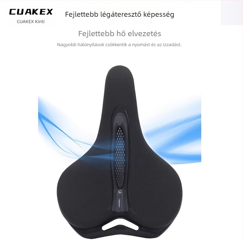 CUAKEX kerékpárülés mountain bike-hoz — vastagított, légáteresztő, kényelmes; szivacs + bőr párnázás, TPR-gumi konstrukció, testre szabható