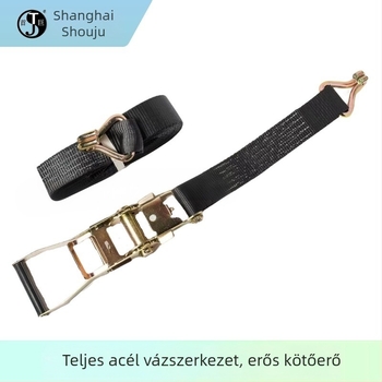 Fekete poliészter rögzítő szalag ratchet mechanizmussal járműszállításra