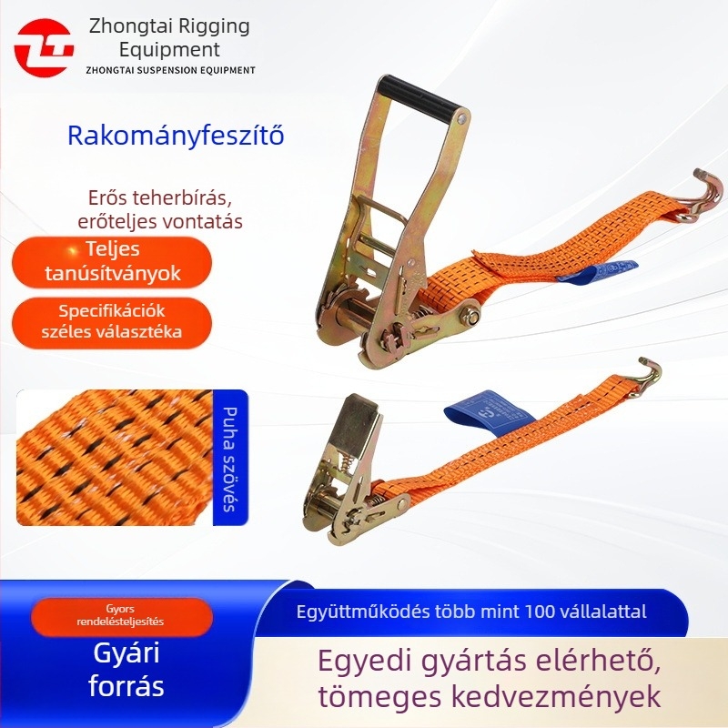 Narancssárga teherhordó feszítő dupla horoggal, nehéz heveder feszítő