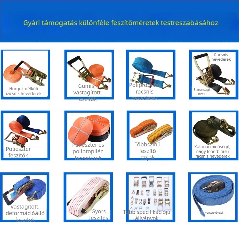 Fekete teherautó kötöző heveder ratchet mechanizmussal