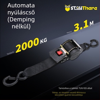 Visszahúzható rögzítő heveder gombos működtetéssel, vastagított elasztikus, teherautókhoz