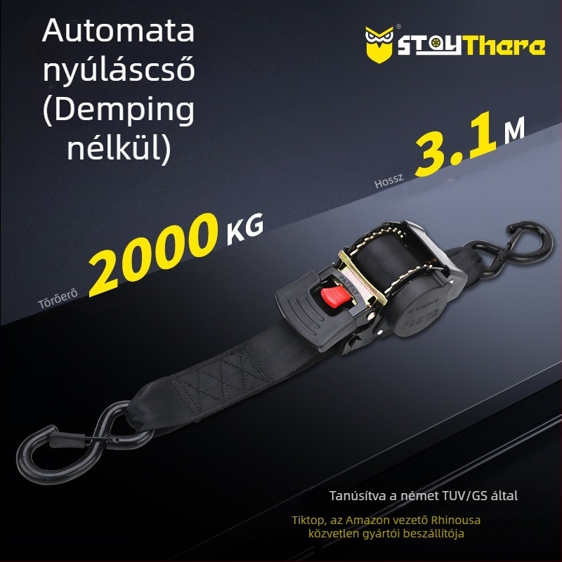 Visszahúzható rögzítő heveder gombos működtetéssel, vastagított elasztikus, teherautókhoz