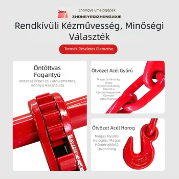 Rácsos feszítő kamionlánc számára — kézi, kettős horog, G80 mangán acél, OEM