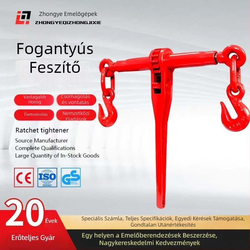 Rácsos feszítő kamionlánc számára — kézi, kettős horog, G80 mangán acél, OEM