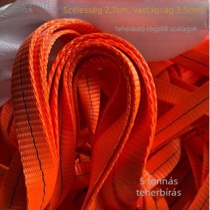 Poliészter rögzítőheveder, 5 tonnás teherbírás, kézi rögzítés, szállításhoz, hossz testre szabható