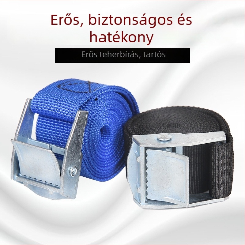 Csattos kötöző heveder, 1 m x 20 mm, poggyász és áruk rögzítésére, kopásálló polipropilén