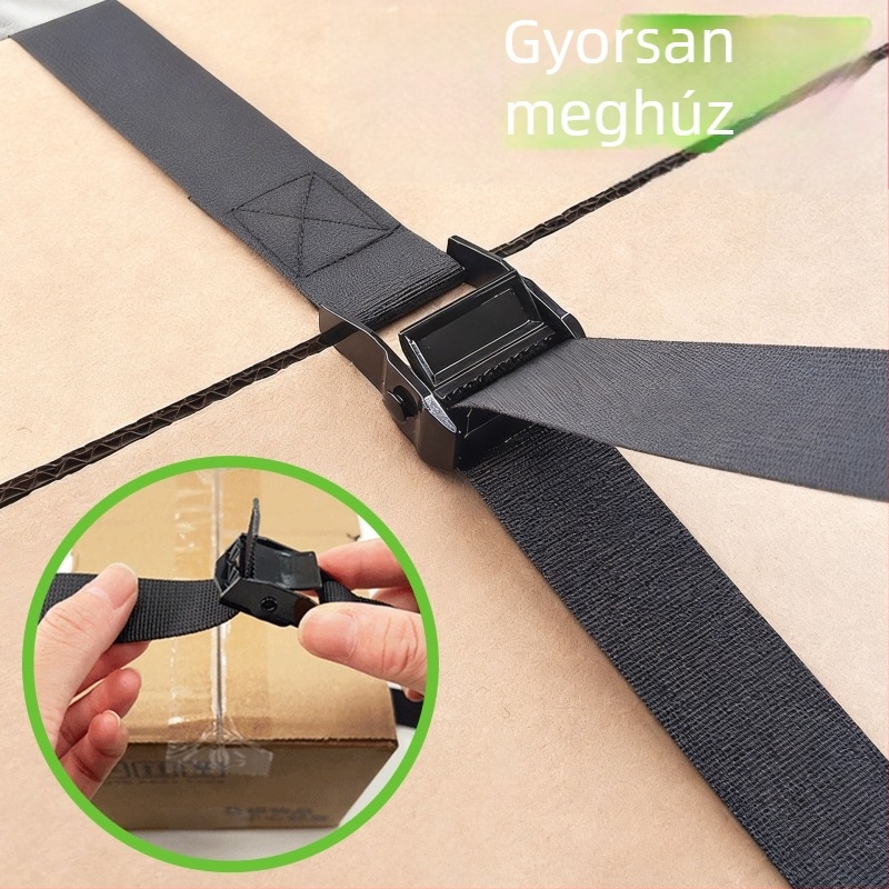 Csattos kötöző heveder, 1 m x 20 mm, poggyász és áruk rögzítésére, kopásálló polipropilén