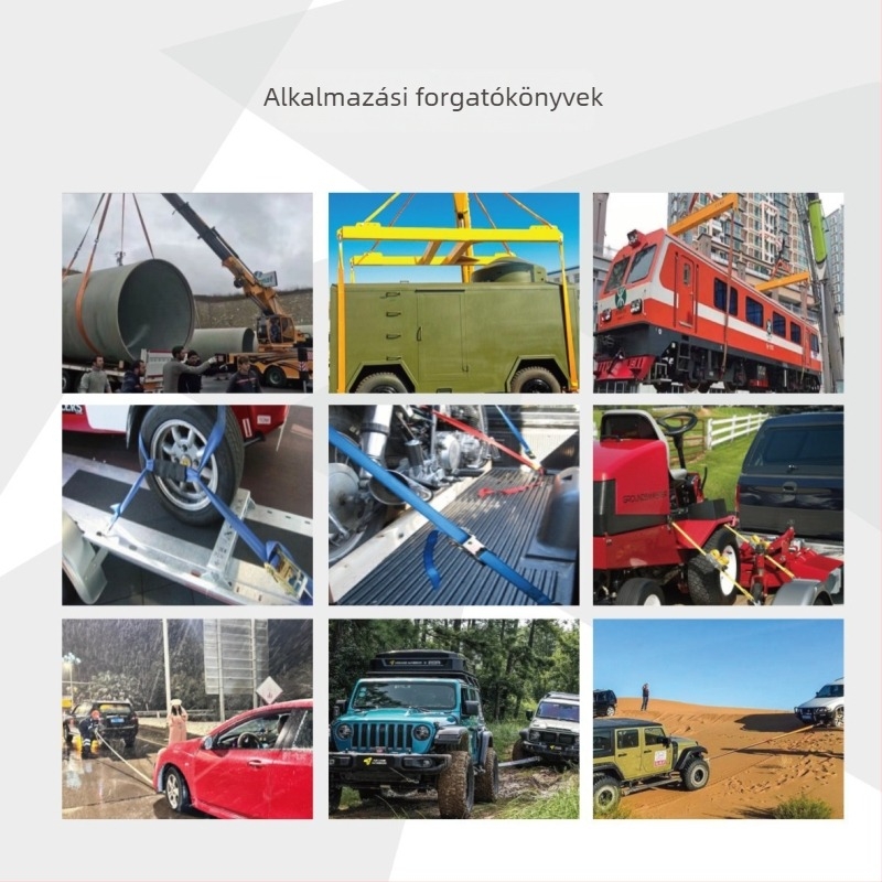 Poliészter teherkötegelő heveder kettős kampóval, megerősített, racsnis feszítőmechanizmussal