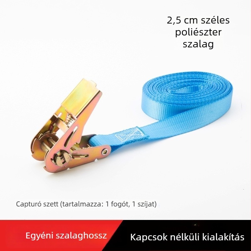Pántfeszítő, poliészter és acél, 1 tonnás teherbírás, galvanizált felület, -30–80°C közötti üzemhőmérséklet
