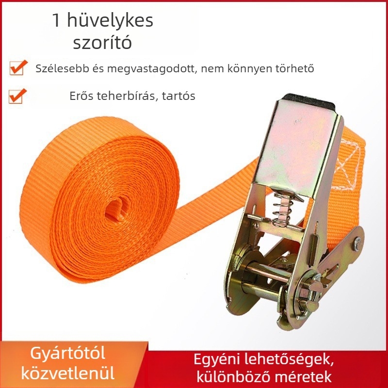 Pántfeszítő, poliészter és acél, 1 tonnás teherbírás, galvanizált felület, -30–80°C közötti üzemhőmérséklet