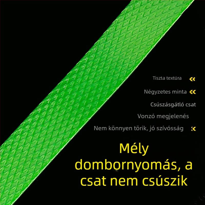 1608 PET csomagoló szalag gépi használatra – zöld, szélesség 16/19 mm, vastagság 0.8/0.9/1.0 mm, húzószilárdság 450 kg