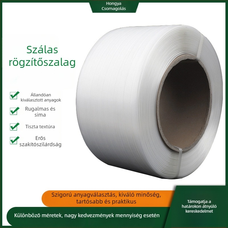 Gépcsomagoló szalag, nagy teherbírású, 100 kg húzószilárdság, kartoncsomagoláshoz, tömege 10 kg