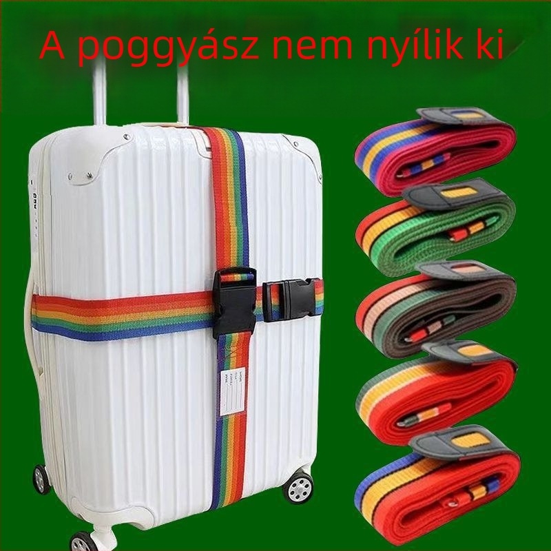 Kereszt alakú bőröndszíjak és mosószer-készlet a poggyász megerősítéséhez