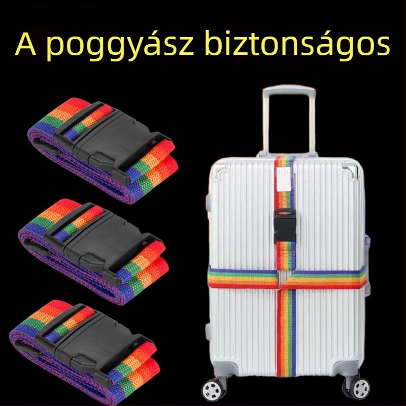 Kereszt alakú bőröndszíjak és mosószer-készlet a poggyász megerősítéséhez