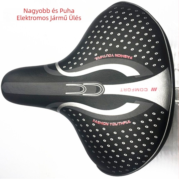 Qingbei Q-183 Elektromos kerékpárnyereg — széles és puha párnával, acélrugóval, habbal, bőrrel és műanyaggal