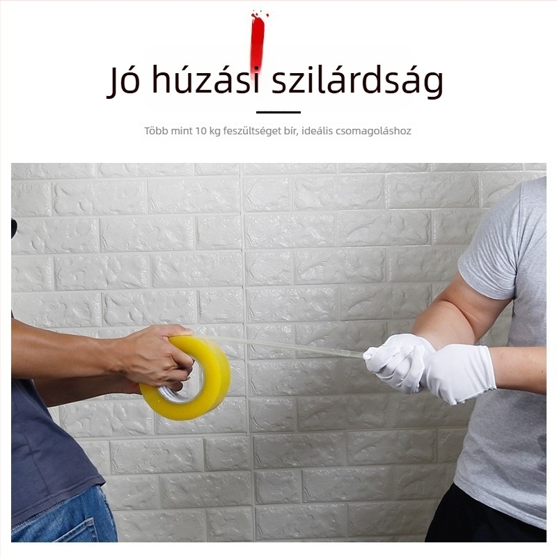 Átlátszó csomagoló szalag – BOPP film, szélesség 35–60 mm, hossz 100 m, vastagság 52 mm, nyomásérzékeny ragasztó