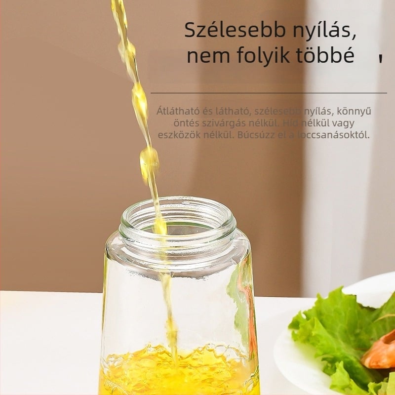 Üveg olajtartó palack kettős funkcióval: permetezés és öntés, fényvédett, automatikus nyitás-zárás, nyomógombos permetezés