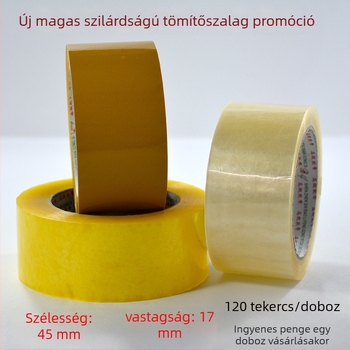 Baolifeng csomagoló szalag, átlátszó, BOPP alapú, membrán 28 μm, nyomásérzékeny ragasztó, viszkozitás 50U, hőmérséklet-tűrés normál