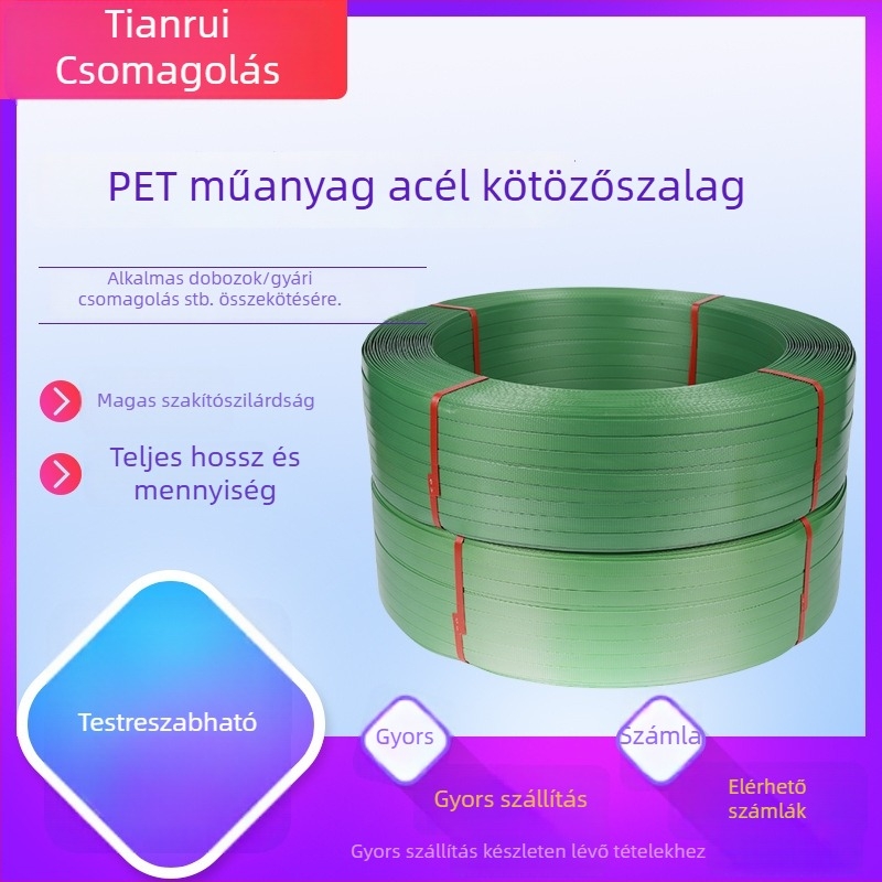 Ipari PET műanyag‑acél csomagoló szalag | Húzószilárdság 500–3000N, A osztály, Jiangsu származás, Testreszabás elérhető