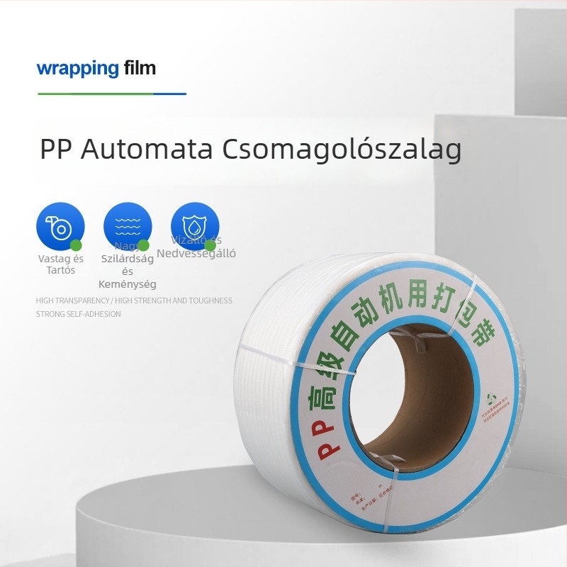 Átlátszó gépi csomagoló szalag, PP anyagból, kartondobozokhoz