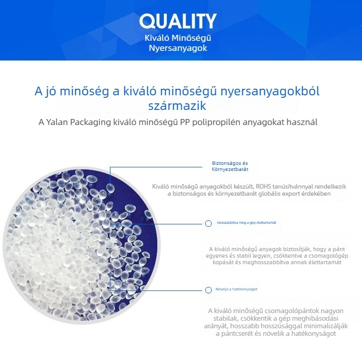 PP csomagoló szalag 5 mm x 6000 m, környezetbarát anyag, félautomata csomagológépekhez