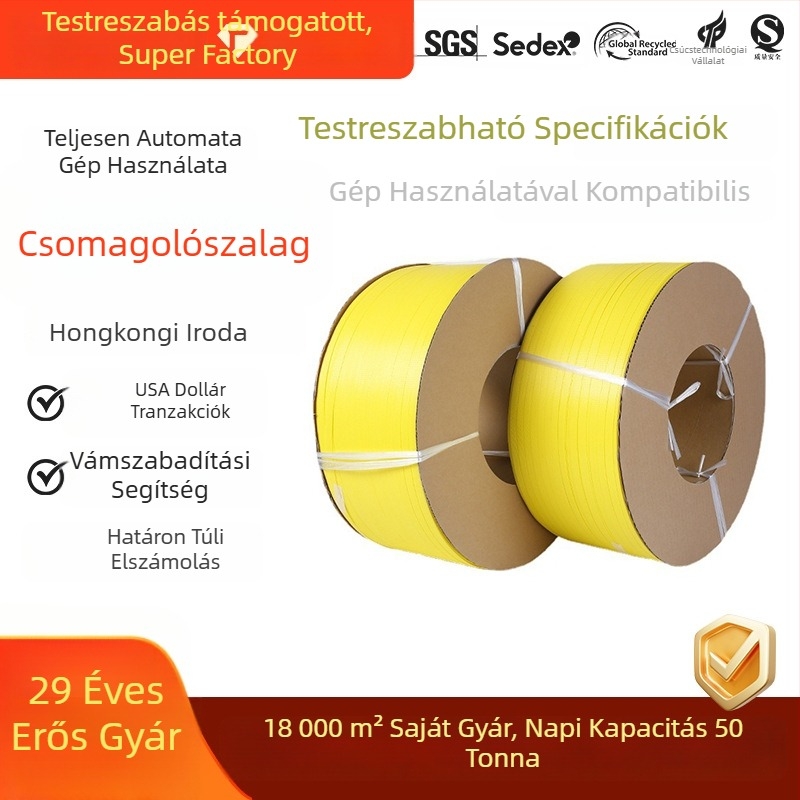 PP csomagoló szalag 5 mm x 6000 m, környezetbarát anyag, félautomata csomagológépekhez
