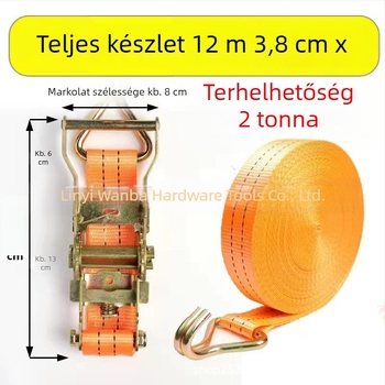 2 tonnás poliészter ratchet feszítő teherautó-rakományok rögzítéséhez, 4 cm széles, 3,8-as magas szilárdságú poliészter