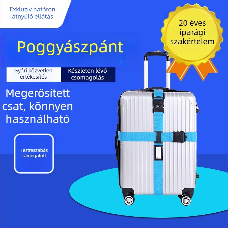 Keresztezett bőrönd-pántok jelszavas zárakkal – utazáshoz megerősített pántok