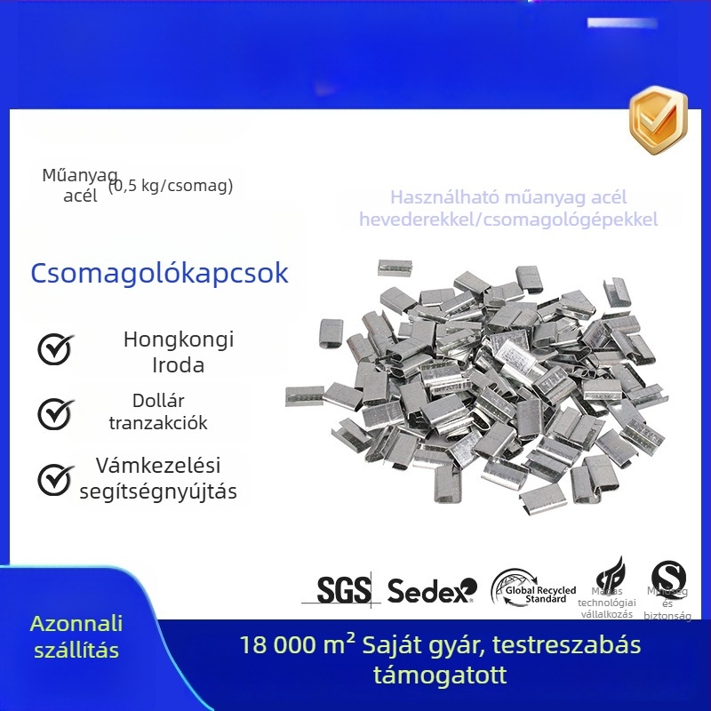 Horganyzott acélból készült műanyag hevedercsat, 0,8 mm, húzószilárdság 250 kg