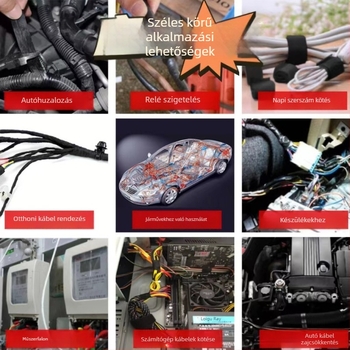 Egyoldalos hálós üvegszálas szalag formák és elektromos készülékek rögzítésére; alapanyag PET+üvegszál; átlátszó ragasztó; szélesség 10–60 mm; hossz 50 m; hőmérséklet-tartomány -20…40 °C.