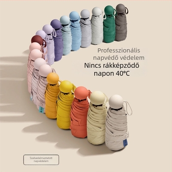 Ötágú kapszulás zsebes esernyő - kézi nyitás, 8 bordás vasváz, 190T anyag, műanyag fogantyú, UPF >50