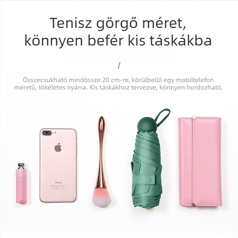 Ötágú kapszulás zsebes esernyő - kézi nyitás, 8 bordás vasváz, 190T anyag, műanyag fogantyú, UPF >50