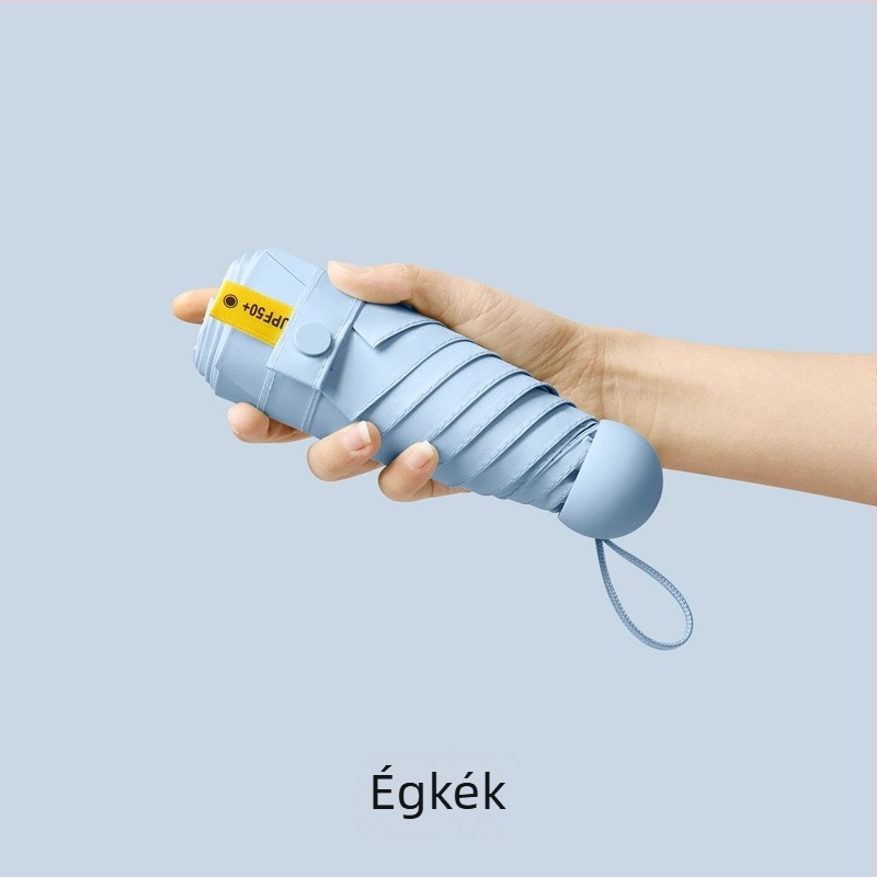 Ötágú kapszulás zsebes esernyő - kézi nyitás, 8 bordás vasváz, 190T anyag, műanyag fogantyú, UPF >50