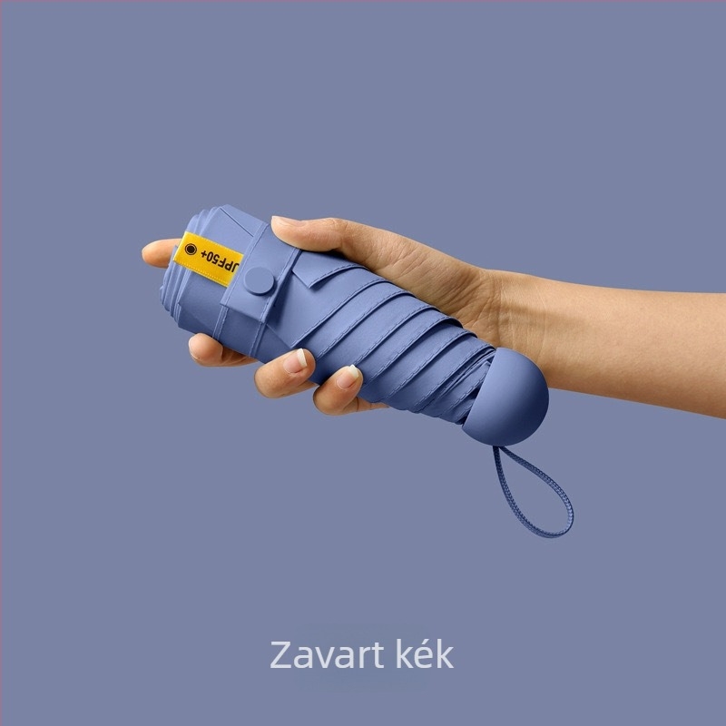 Ötágú kapszulás zsebes esernyő - kézi nyitás, 8 bordás vasváz, 190T anyag, műanyag fogantyú, UPF >50