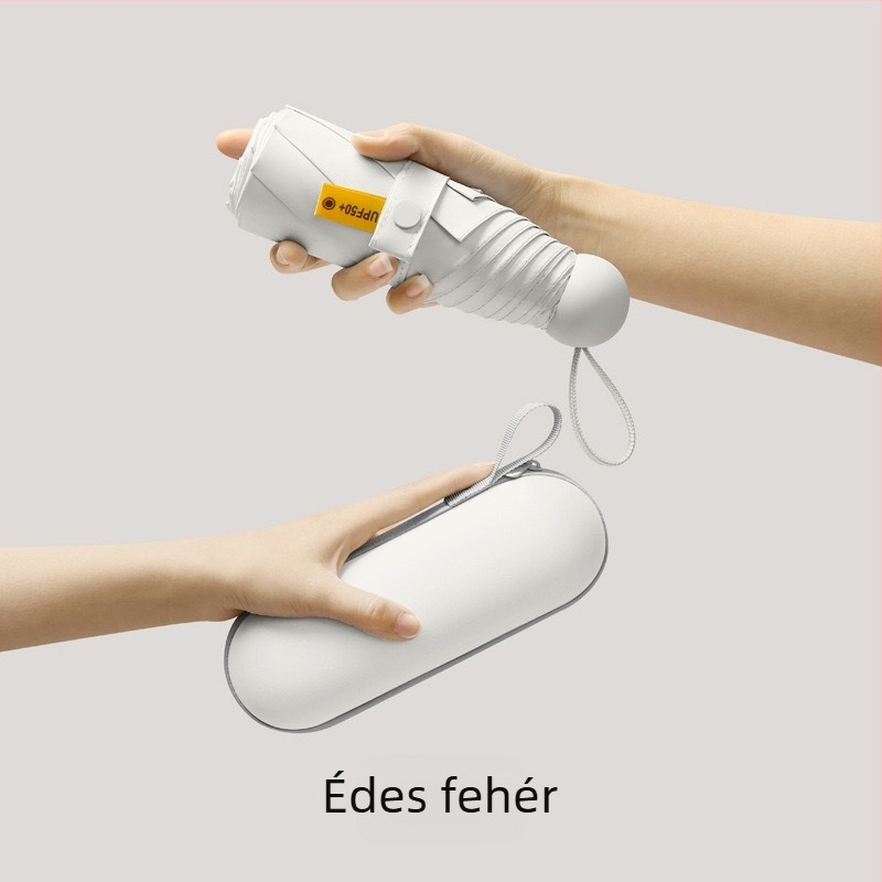 Ötágú kapszulás zsebes esernyő - kézi nyitás, 8 bordás vasváz, 190T anyag, műanyag fogantyú, UPF >50