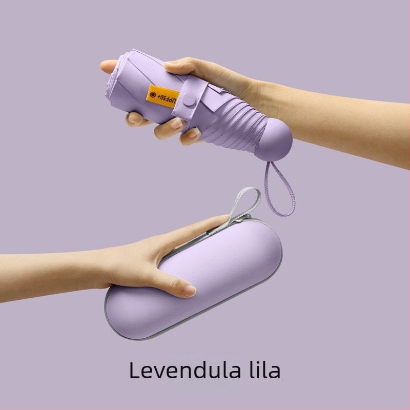 Ötágú kapszulás zsebes esernyő - kézi nyitás, 8 bordás vasváz, 190T anyag, műanyag fogantyú, UPF >50