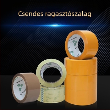 Csendes irodai csomagoló szalag, átlátszó záró szalag vízbázisú ragasztóval, 50 mm vastagság, 48 mm szélesség, 100 m hossz.