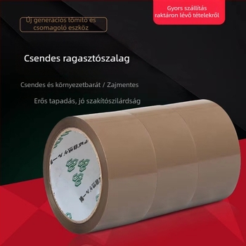 Csendes irodai csomagoló szalag, átlátszó záró szalag vízbázisú ragasztóval, 50 mm vastagság, 48 mm szélesség, 100 m hossz.