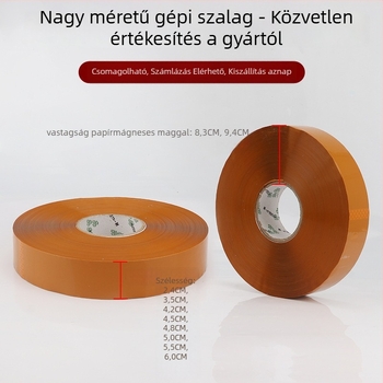 Gépzáró tömítőszalag - BOPP alap, 52 μm vastagság, 1000 m hossz, víz-gél ragasztó, működési tartomány 0–80 °C